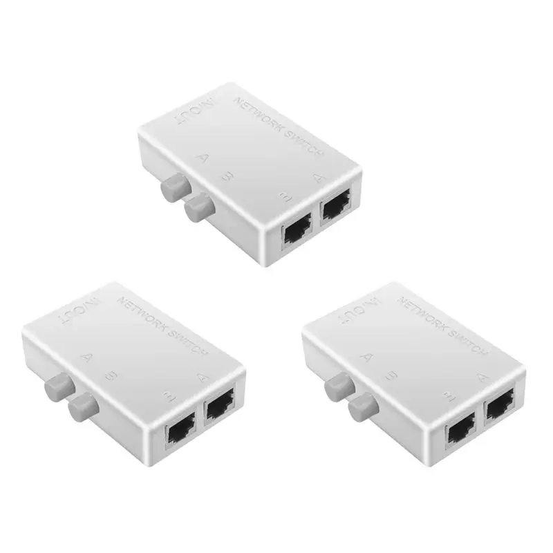 

New--3X RJ45 Network Switch 2 Port LAN Ethernet Network Box Switcher RJ45 Splitter Dual 2 Way Port Manual Sharing Switch