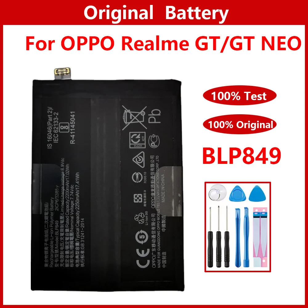 100% Genuine Original BLP849 Battery For OPPO Realme GT / Realme GT NEO Mobile Phone Batteries Batteria + Free Tools