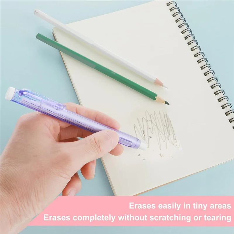 Practical-12 Pack Retractable Mechanical Eraser Pens, 2 Pen Erasers With 10 Replacement Eraser Refills For School Home Office