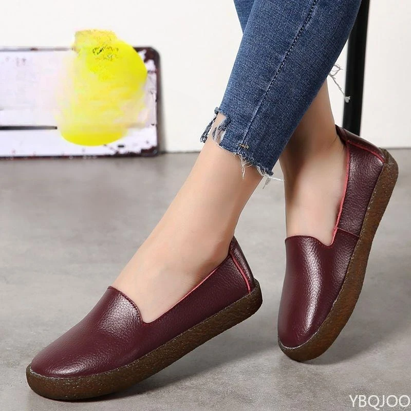 الربيع والخريف أزياء جديدة لينة سوليد عارضة مريحة المرأة حذا فردي للسيدات المشي في الهواء الطلق المرأة حذاء مسطح حجم كبير #2