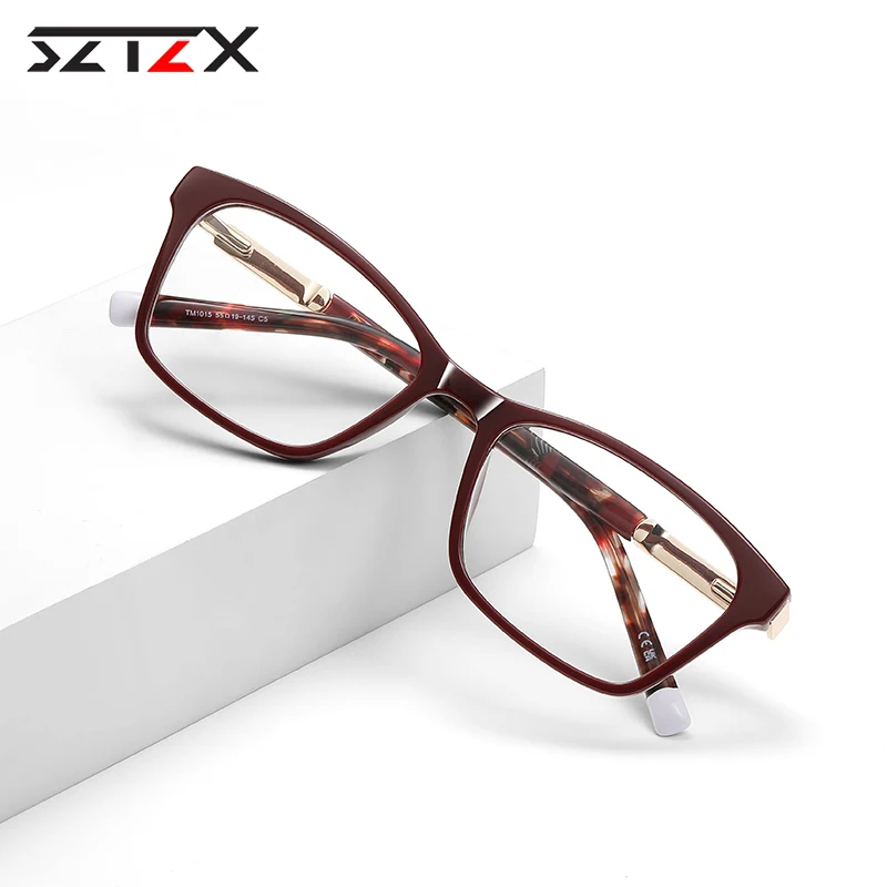 SZTZX موضة جديدة إطار مربع مكافحة الضوء الأزرق نظارات للقراءة للرجال النساء قصر النظر وصفة طبية بصرية نظارات مخصصة