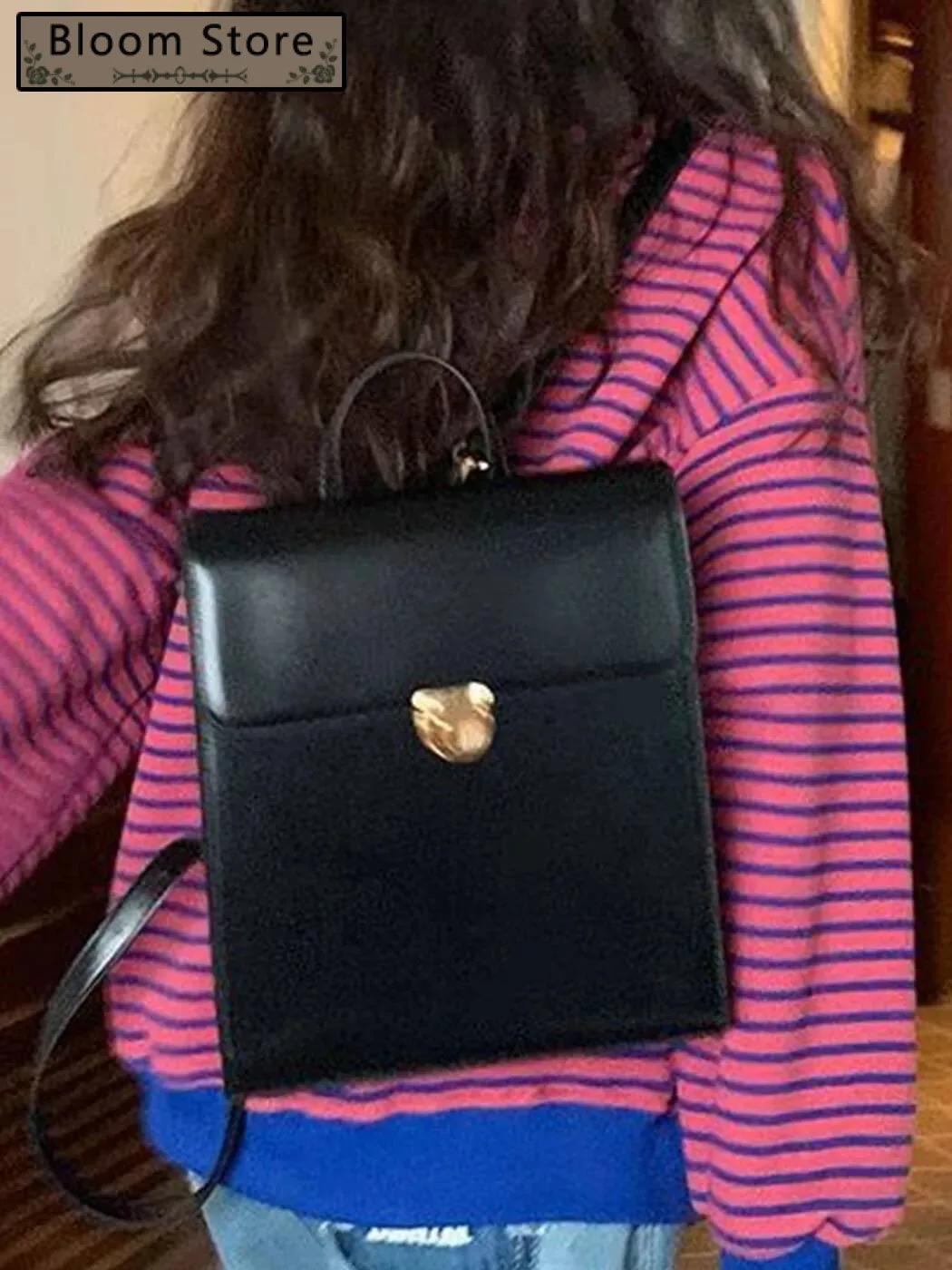 

Bloom Vintage Black Y2k Backpacks Women 2023 Haruku Leather Solid Small JK Backpack Ladies Casual Mini Mochila Aesthetic