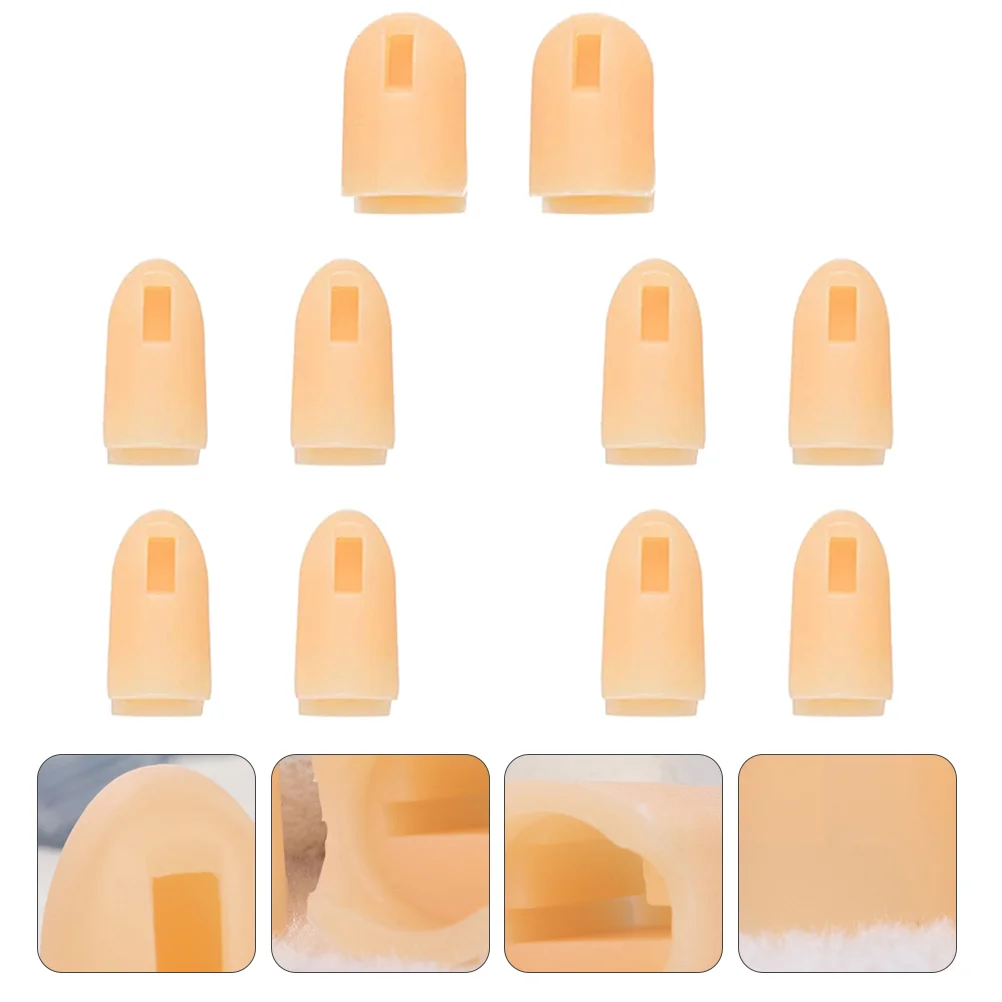 10 Pcs Nail Trainning Finger Covers Fake Gloves Artificial Replacement Manicure