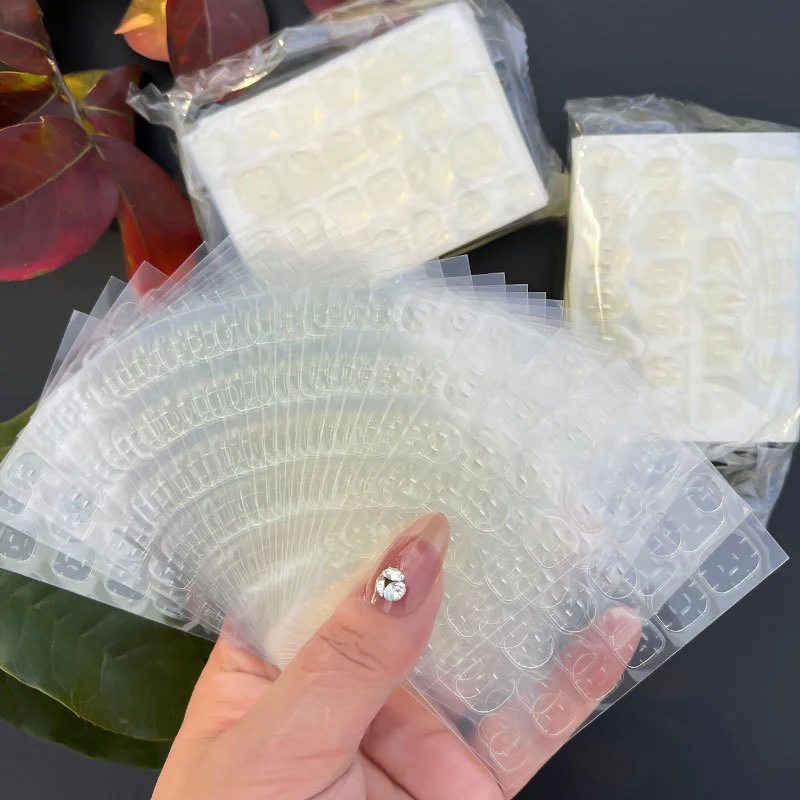 600PCS Double Sided Glue Nail Sticker Adhesive Tabs Waterproof Breathable Fake Nail Glue Stickers Jelly False Nails Tips
