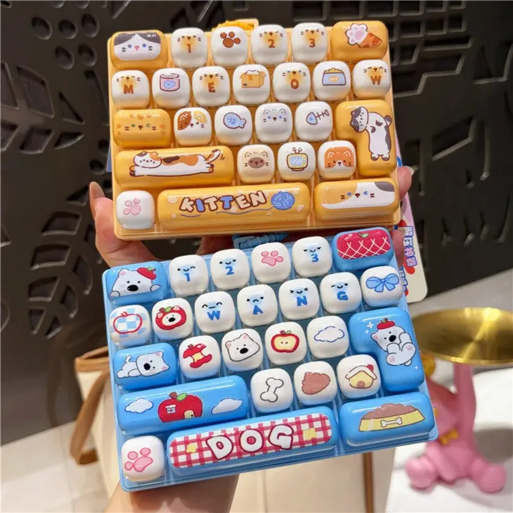 @Cute 26 Grids Stress Relief Simulation Keyboard Keychain Animal Diary Desktop Decoration Student Bag Ornament Toy Creative Gift