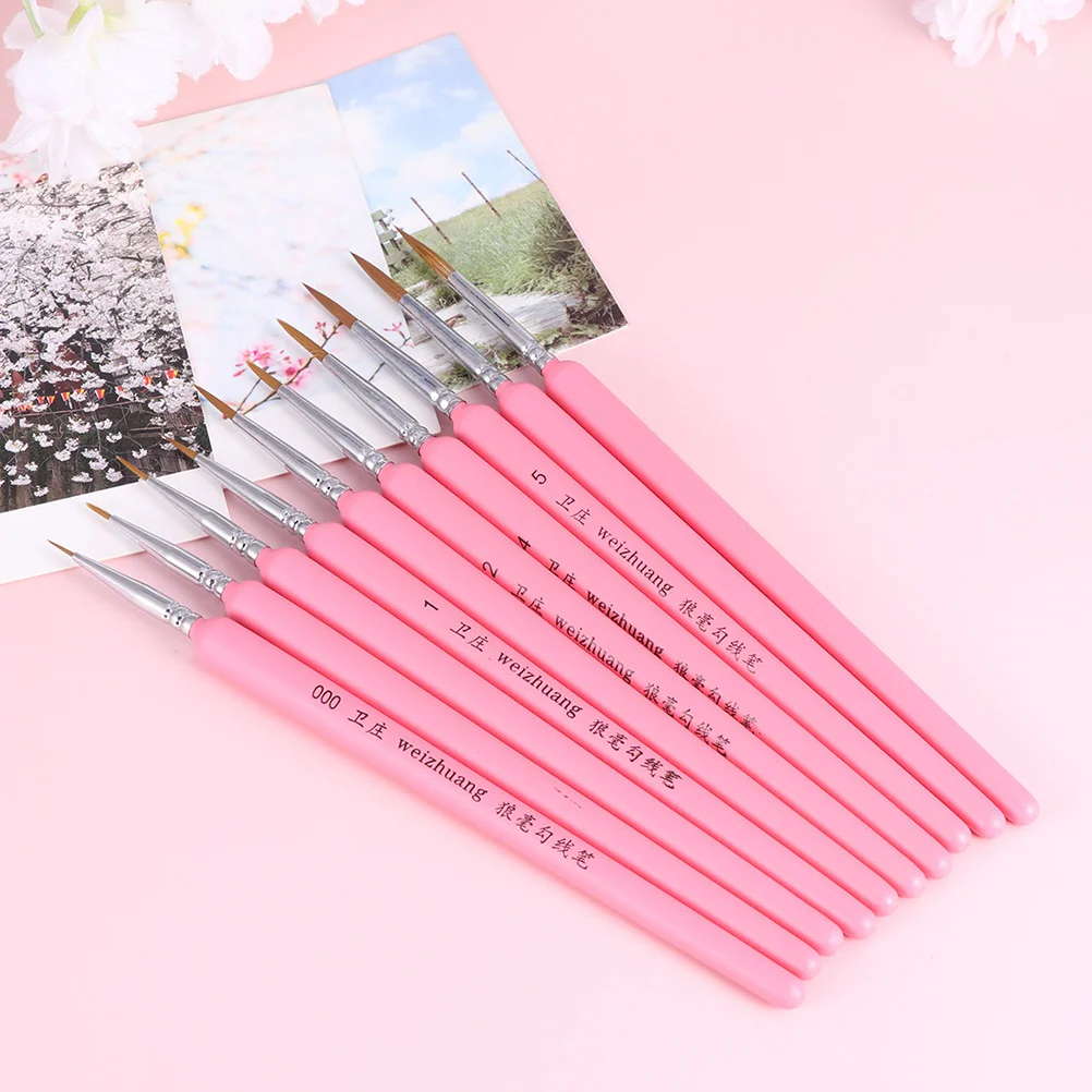 

5pcs Detail Paint Brush Set Wolf Hair Tip For Acrylic Watercolor Oil Painting Fine Detailing Miniature Artwork Drawing Brushes