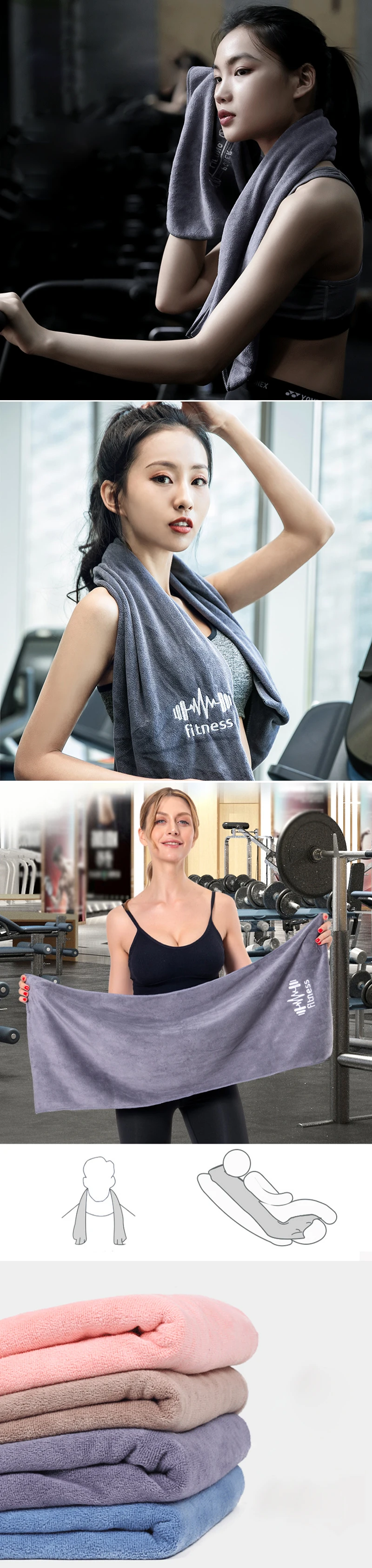 Mikrofaser-Fitnesstuch mit Hoher Wasseraufnahme, Superweich und Schnelltrocknend, Schweißabsorbierend für Tennis, Yoga, Radfahren, Schwimmen – Detail 1