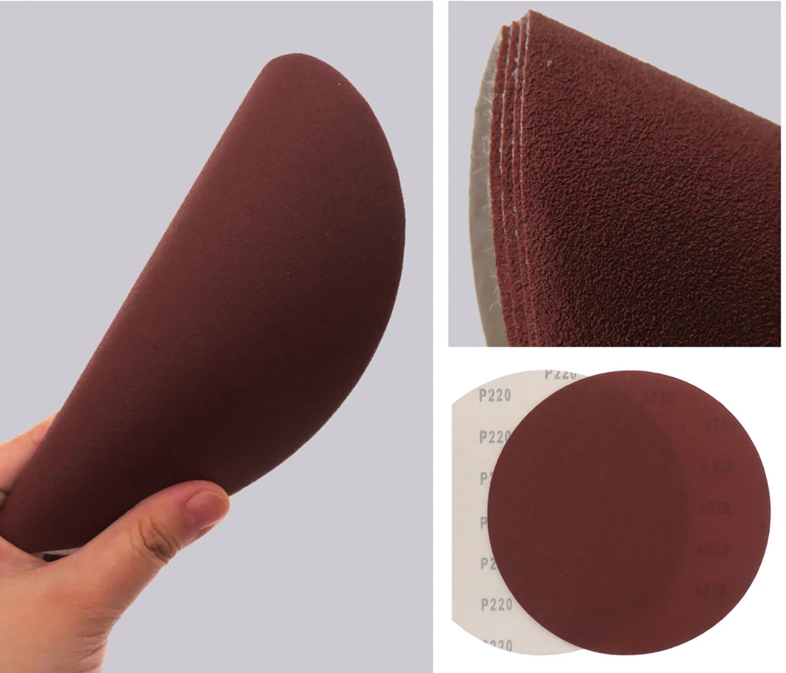 9 Inch 225mm Self Adhesive Sanding Discs Flocking Red Sandpaper Glue-lined Round Backing Pads 120-320 Grit
