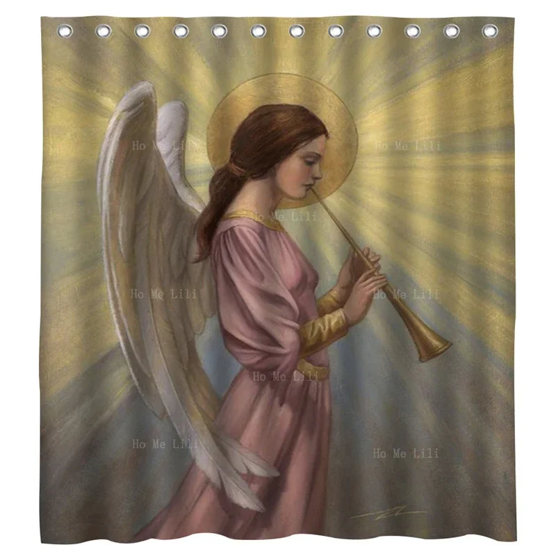 Musician Angel Trumpet Girl Sun Shine Background Supernatural Spiritual Shower Curtain By Ho Me Lili For Bathroom Decor