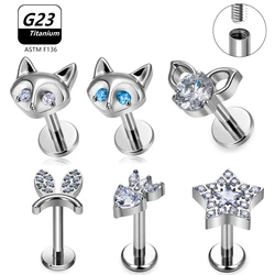 G23 Titanium ASTM F136 Piercing labret Nasal nail stud Ear Lip Helix Studs Tongue Nail Piercing Body Jewelry