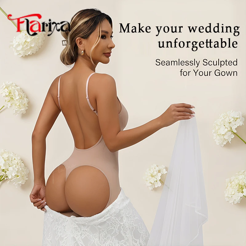 Flarixa Body Moldeador Sin Espalda para Mujer, Control de Abdomen, Levantamiento de Glúteos, Faja Reductora para Vestido de Novia/Fiesta