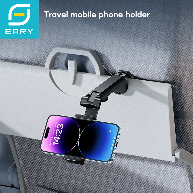 

Eary Airplane Travel Essentials Phone Holder Universal Handsfree Phone Mount Stand for Flying Desk with 360°Rotation Pocket Size