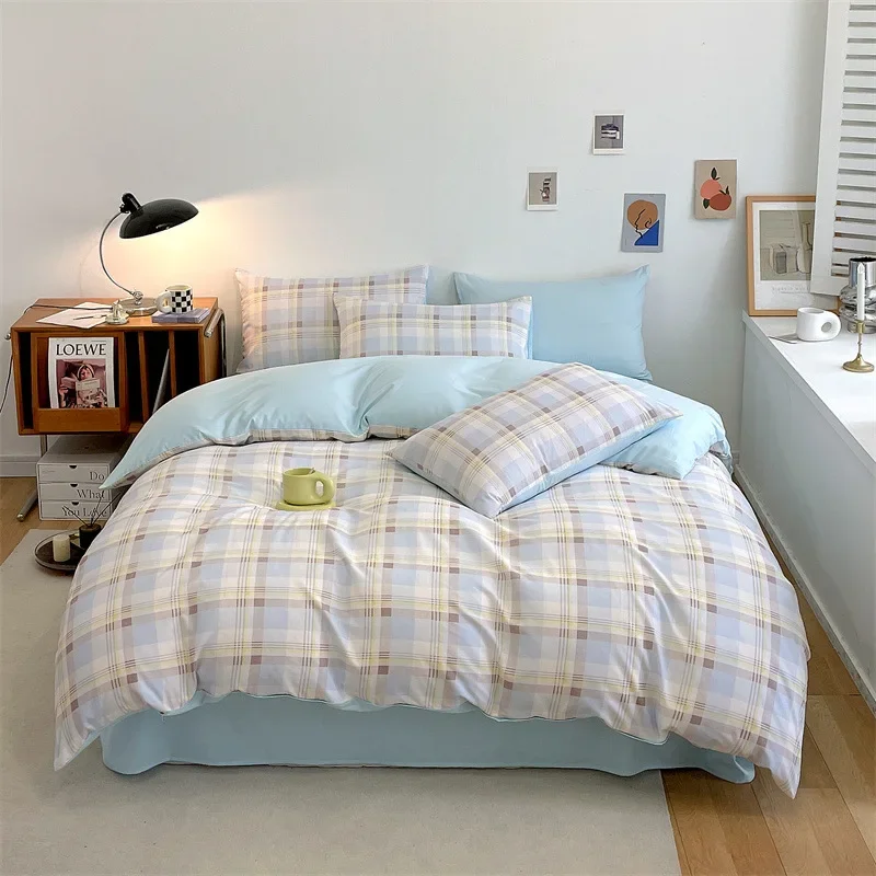 Pure cotton four-piece bed sheet 100 cotton twill quilt cover bed sheet student dormitory bedding double-sided design - Image 6