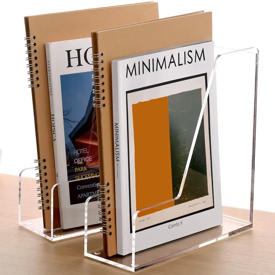 

2Pack Acrylic Magazine File Holder Desk Organizer Magazine Rack, Clear, Vertical File Sorter Holders, 9.45 D x 3.54 W x 10.24 H