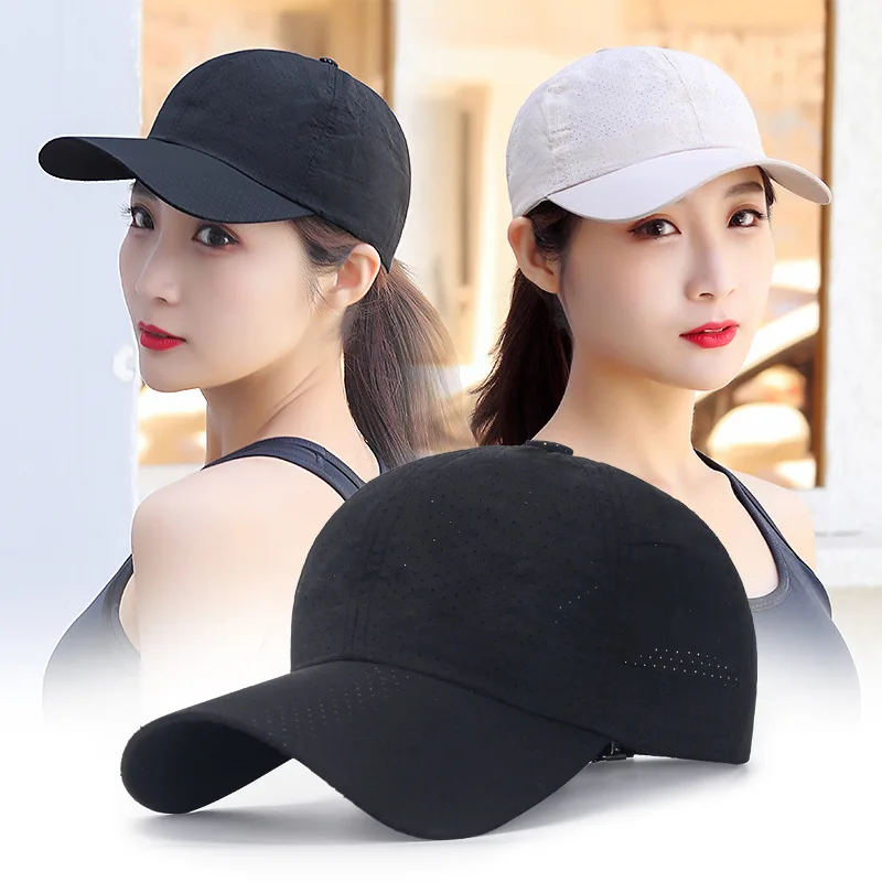 Wholesale Men Women Summer Baseball Cap Quick Drying Hats Unisex Breathable Sport Pure Color Snapback Hat Bone Baseball Hat