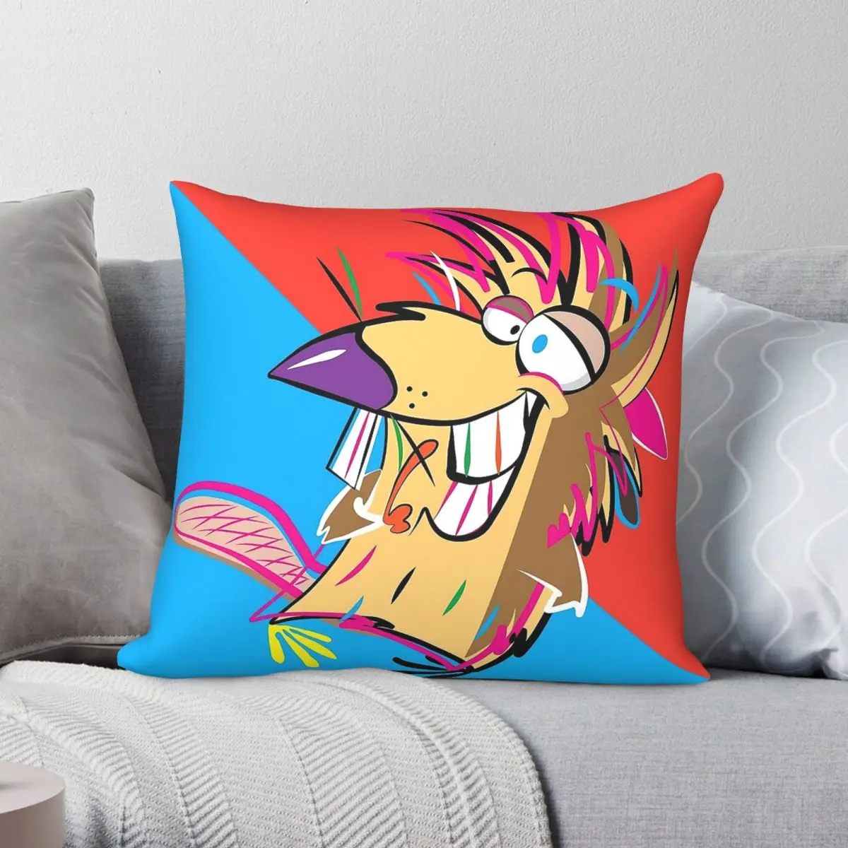 Angry Beavers Norbert Square Pillowcase Polyester Linen Velvet Pattern Zip Decor Sofa Cushion Cover