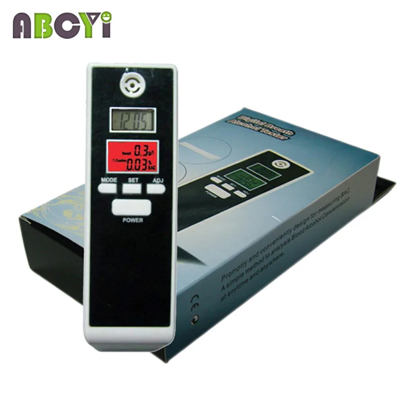 جهاز اختبار الكحول المحمول مع ساعة وعرض درجة الحرارة ، شاشة LCD مزدوجة ، إضاءة خلفية حمراء ، جهاز قياس التنفس ، محلل