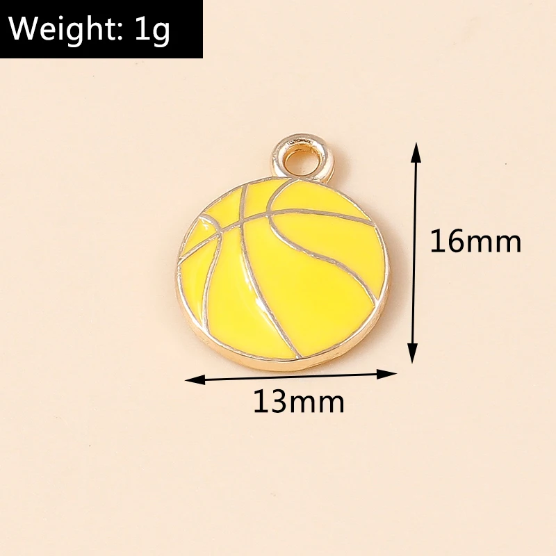 20pcs 13x16mm Cute Sports Charms Enamel Basketball Charms Pendants for Jewelry Making Necklaces Earrings DIY Crafts Accessories