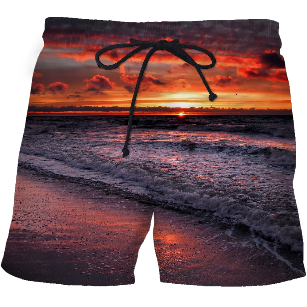 Blue Flame Swimming Shorts Scenery 3d Printed Surfing Board Shorts Kids Beach Shorts Men\'s Swim Trunks Swim Briefs Boy Trunks