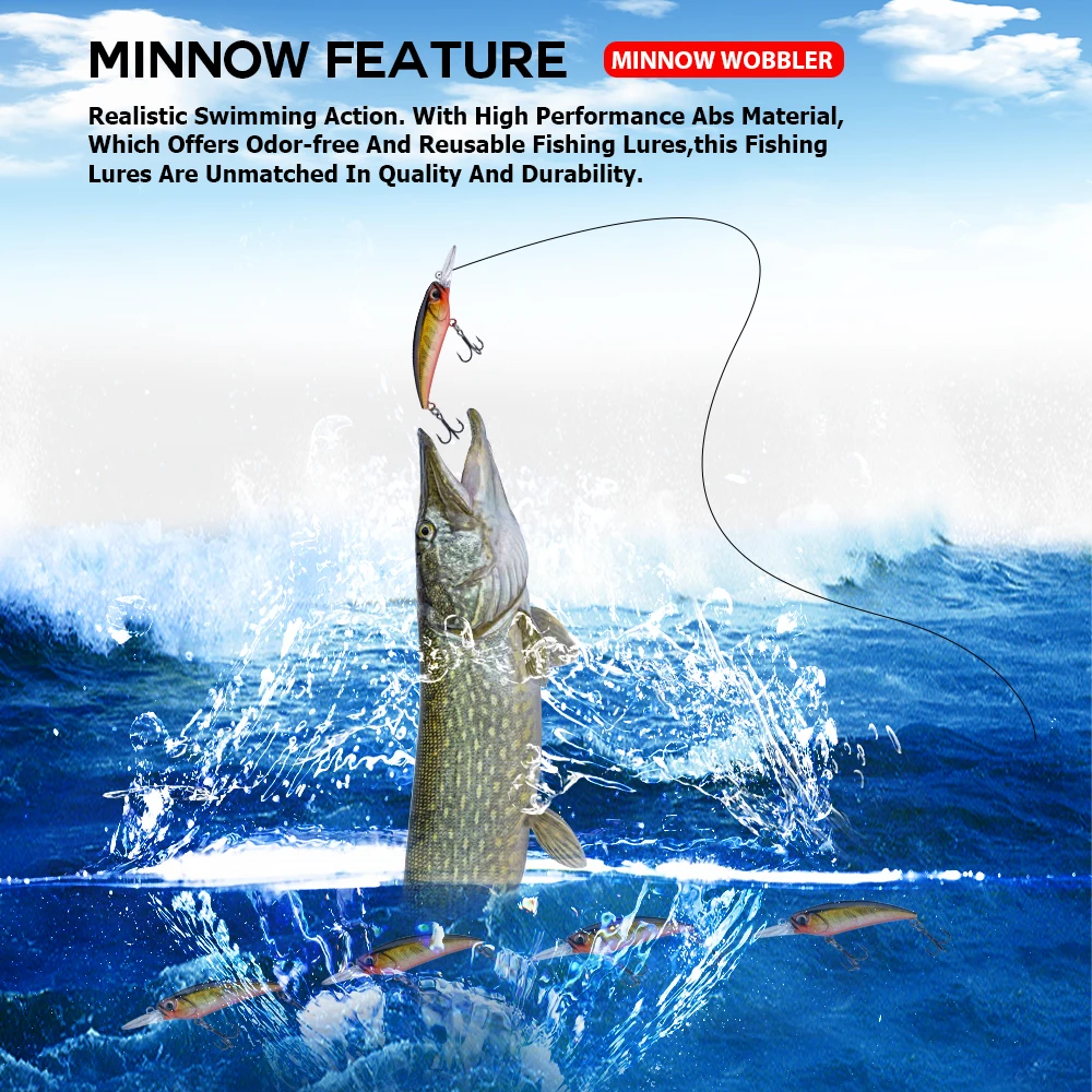Agoie Bass Minnow Fishing Lures 78mm 5g Jerkbait Tonąca przynęta Twarde przynęty Crankbait na pstrąga sum Musky Bluegill Fishing Plug — zdjęcie 4