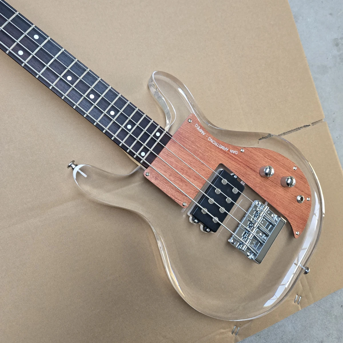 4-string bass; acrylic guitar; rosewood fingerboard, rosewood pickguard high quality; custom made