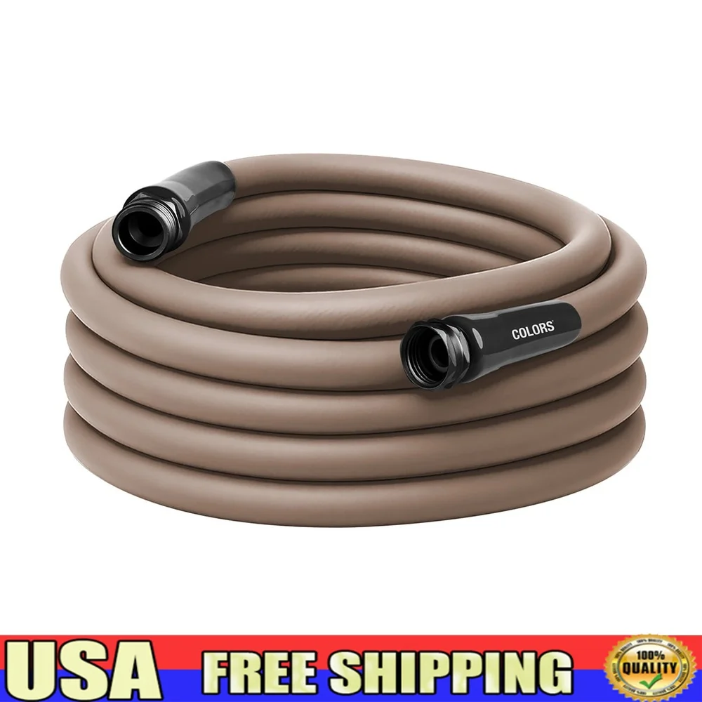 

Premium Garden Hose 5/8 Inch x 50 Feet Flexible Hybrid Polymer Abrasion Resistant Crush Proof Fittings Leak Free Connection