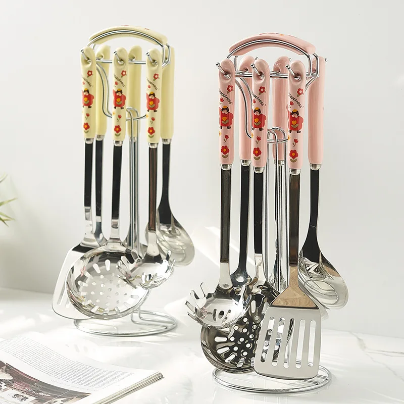 New Creative Kitchenware Set Seven-piece Household Cooking Spatula Spoon Colander Stainless Steel