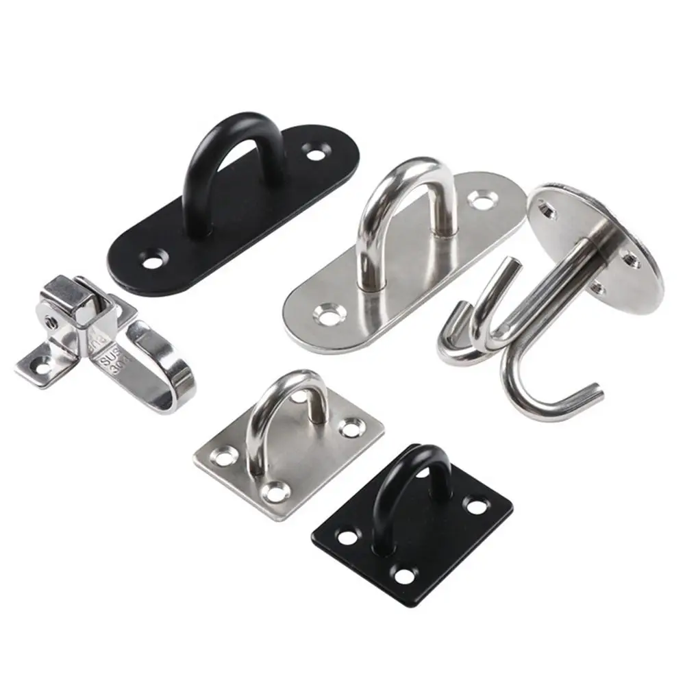 1Pcs New Pad Eye Wall Hook U/J-Shaped Stainless Steel Ceiling Mount Hanger Black Silver Plate Deck Door Buckle for Fan Lamp