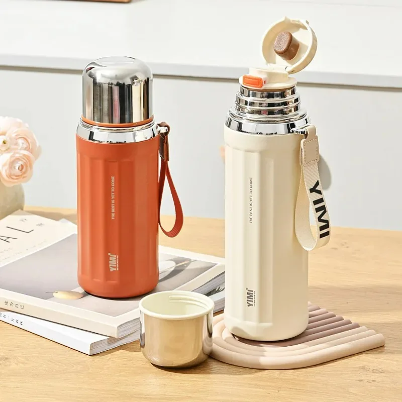 New 316 Stainless Steel Roman Column Vacuum Flask thermos Bottle Outdoor Portable Coffee and Water Separation Cup for Car