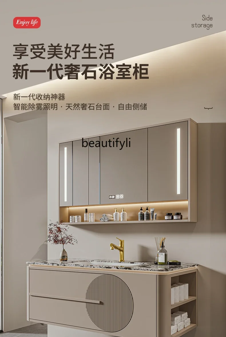 YH French Entry Lux Bathroom Cabinet Luxury Stone Ceramic Whole Washbin Wash Basin Cabinet Group Bathroom