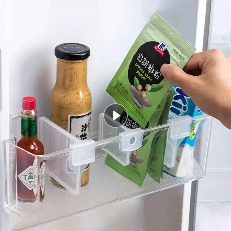 4pc Refrigerator Storage Partition Board Kitchen Bottle Can Shelf Organizer Separator Retractable Plastic Divider Storage Splint