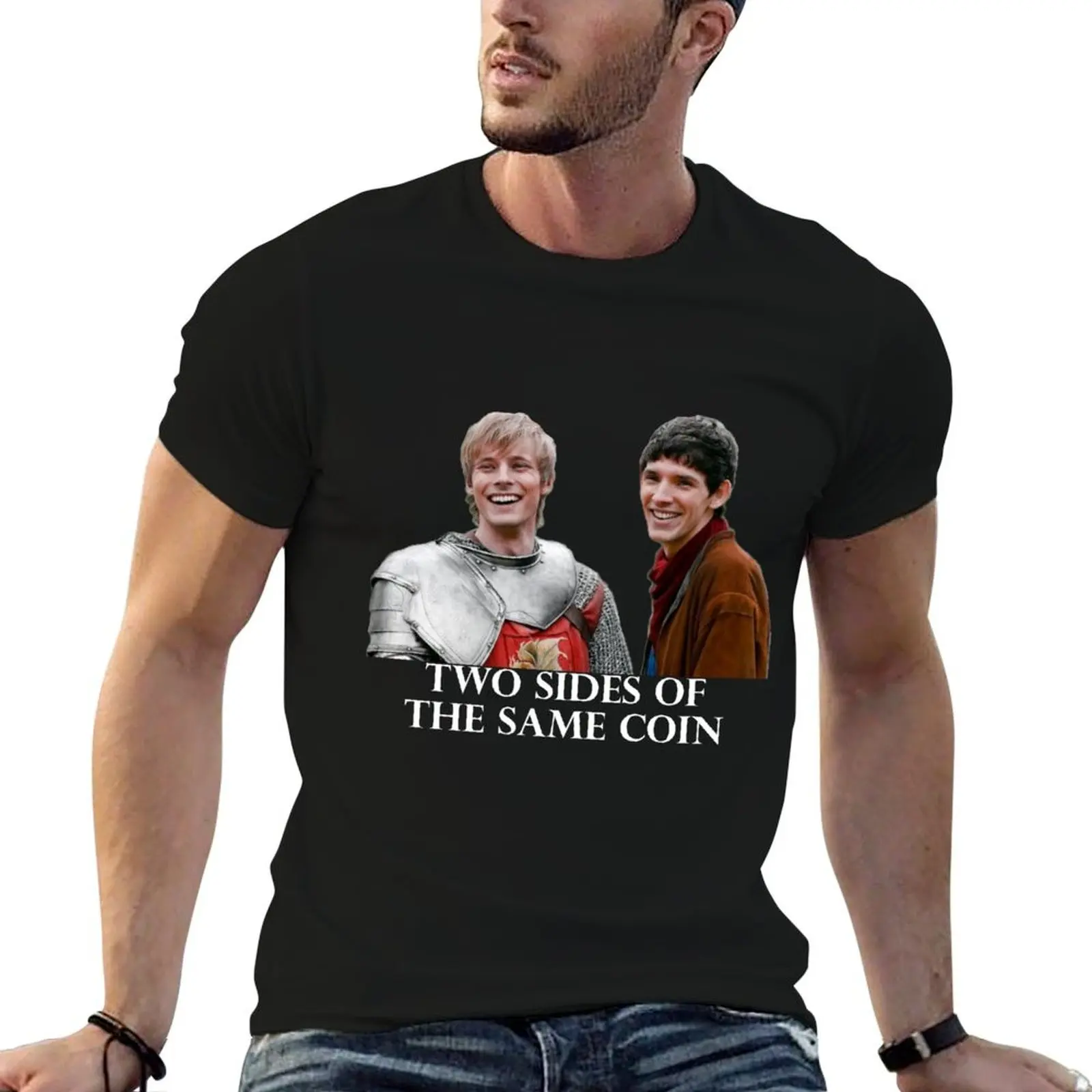 merlin and arthur (bbc) T-Shirt cotton tshirt 100% t shirts with prints T-Shirt