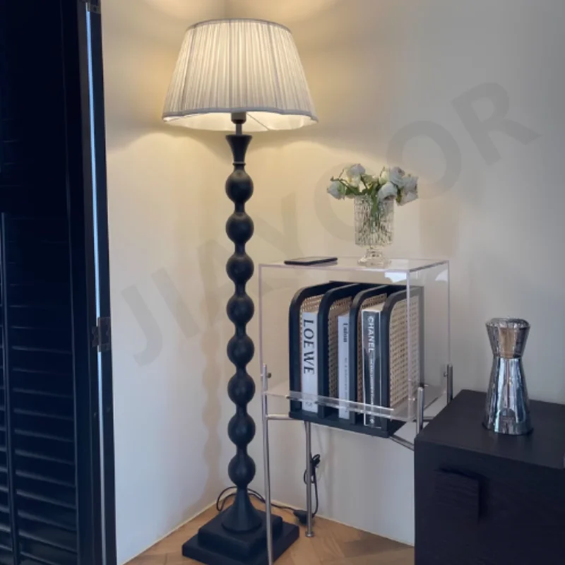 LED Luxury European Floor Lamp Retro Living Room Sofa High-End Feeling Medieval Wabi Sabi Style Vertical Decorative Lighting