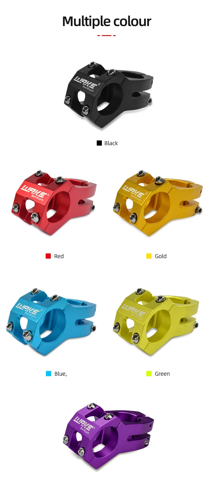 Wake MTB Kinder Mountainbike Kurzer Vorbau Aluminiumlegierung 25,4 mm 22,2 mm 31,8 mm für Rennradzubehör BMX Radfahren – Detail 6