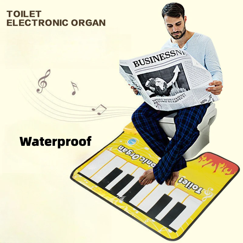 Funny Toilet Piano Mat Novelty Bathroom Foot Play Piano Game Mats Stress Relief Toy with free Disturb Door Hanging Sign Prank