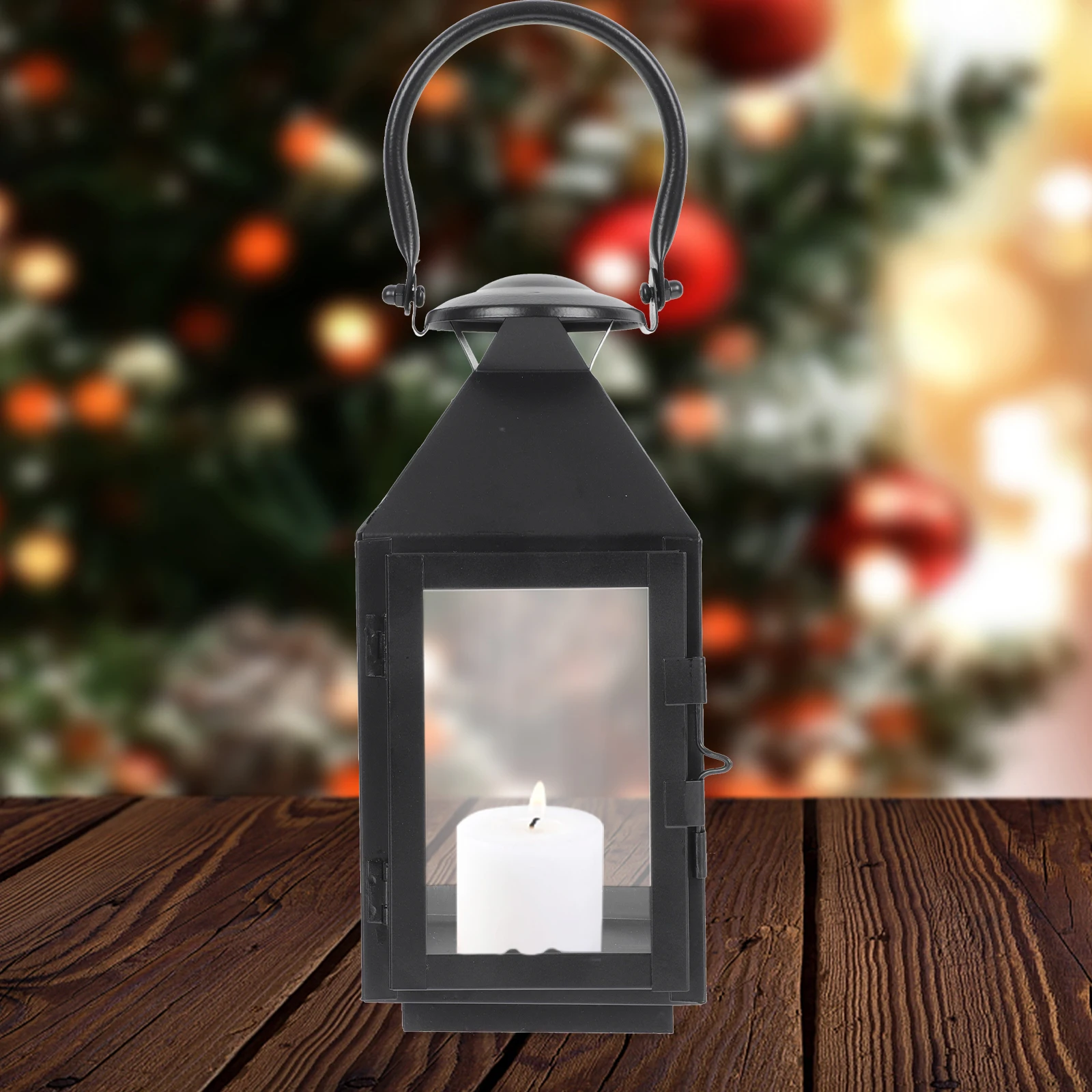 

1pc Wrought Iron Candlestick Vintage Xmas Wind Lantern Decorative Ornament Elegant Christmas Party Prop Desktop