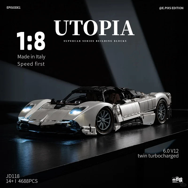

4688pcs Utopia 1:8 car building blocks racing supercar difficult assembly model toy Christmas gift for adults and children