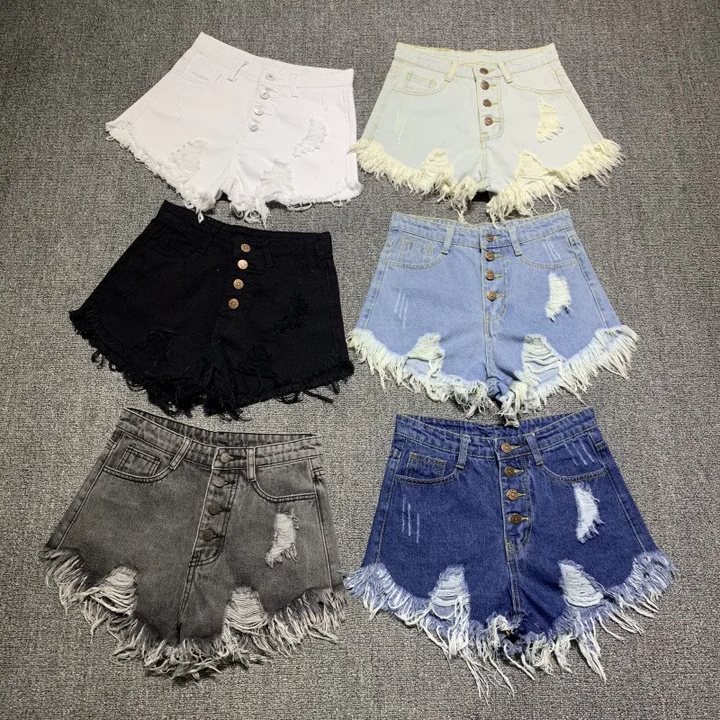 

Female Fashion Casual Summer Cool Women Denim Booty Shorts High Waists Fur-lined Leg-openings Big Size Sexy Short Jeans RE6990