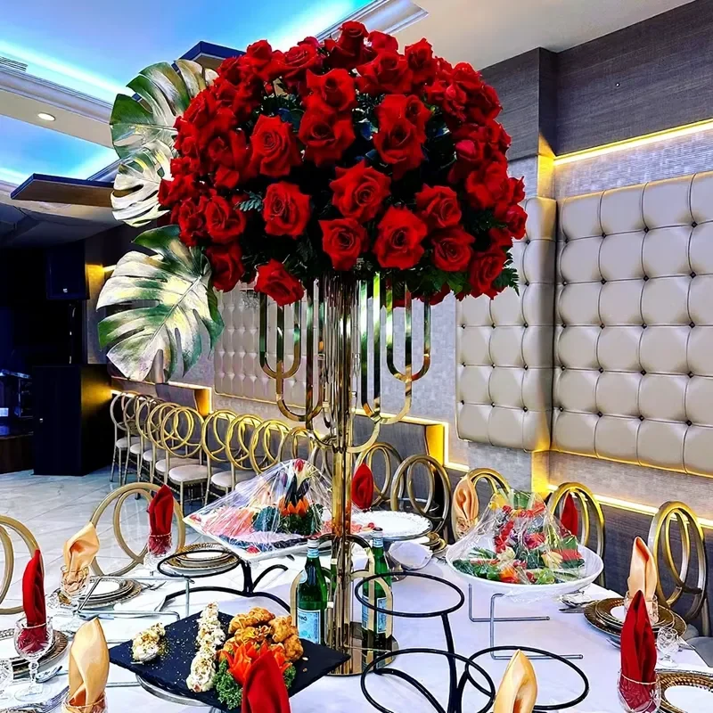 Hot Sale Modern Simple Iron Tall Wedding Centerpieces Flower Stand French Gold 90CM/110CM