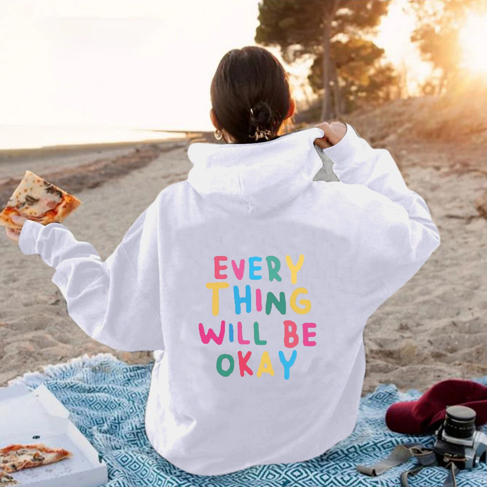 EVERY THING WILL BE OKAY Hoodies Oversized Sweatshirts Streetwear Fashion Pullovers Men and Women\'s Clothing