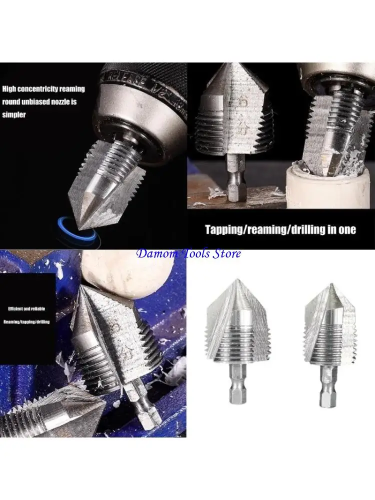 57BE PVC Thread Maker Tool for Electric Drill,Plastic Pipe Threader 1/2inch 3/4inch PVC Pipe Threading Dies Pipe Threader