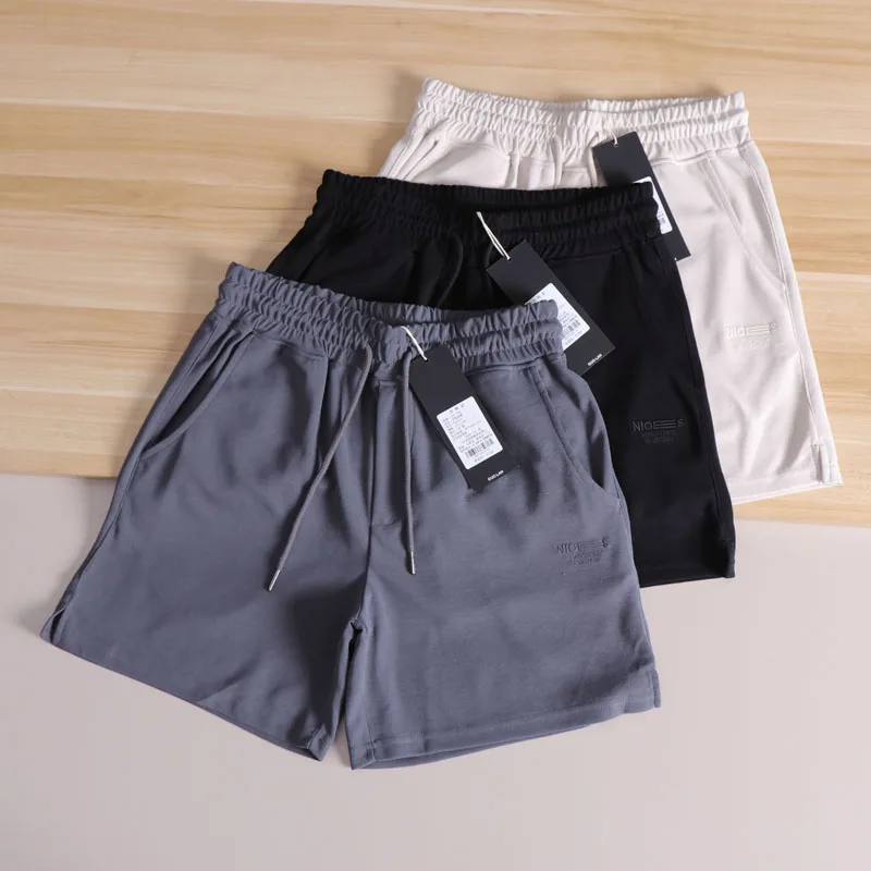 

Новый американский свободный трикотаж из хлопка с вышивкой, цветные прямые ноги Spor, повседневные летние мужские четвертые