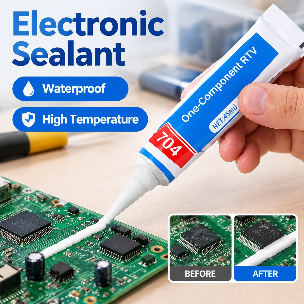 704 Sealant - A durable, waterproof, insulating, and high-temperature resistant silicone sealant for electronic components and c