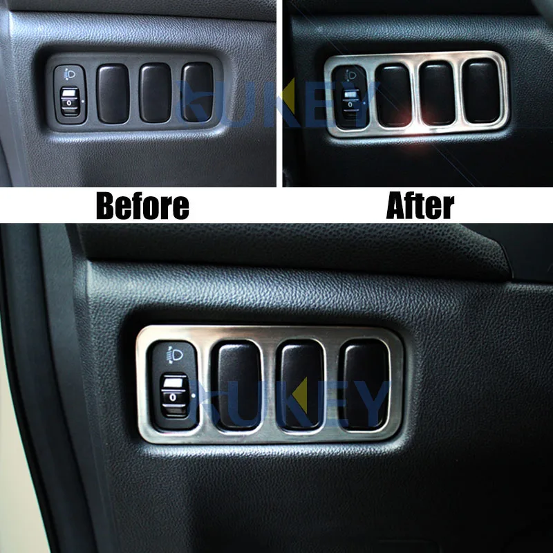 For Mitsubishi ASX Outlander Sport RVR 2011 2012 2013 2014 2015 Chrome Head Light Lamp Switch Button Panel Cover Trim Garnish