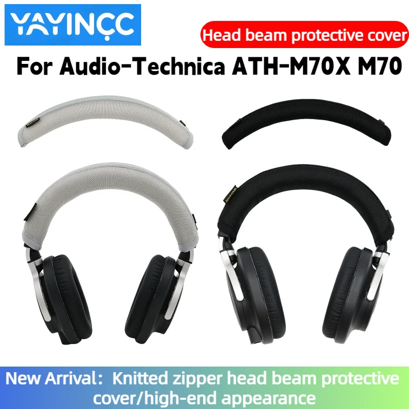 

Headphone Head Beam Cover For Audio-Technica ATH-M70X M70 Earphone Zipper knitted fabric headband protective cover