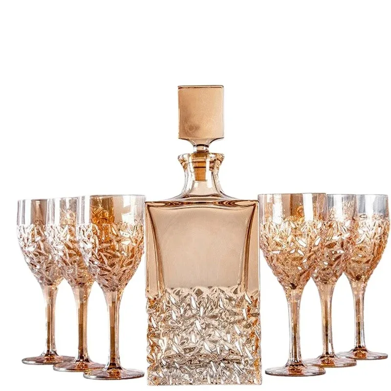 Crystal red wine glass goblet high value colorful champagne glass light luxury wine bottle high-end wine set