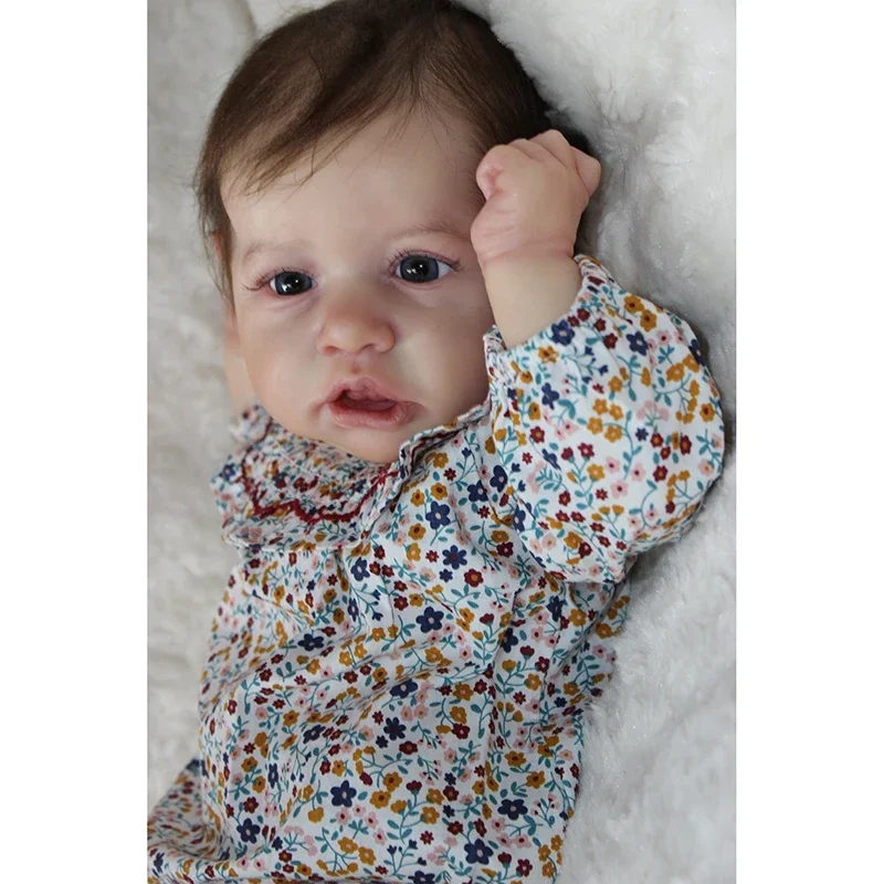 Ganzkörper-Silikon-Reborn-Puppe für Kinder, Saskia, Prinzessinnen-Mädchen-Kleiderpuppe mit verwurzelten Haaren, handgefertigtes Sammlergeschenk, 55 cm
