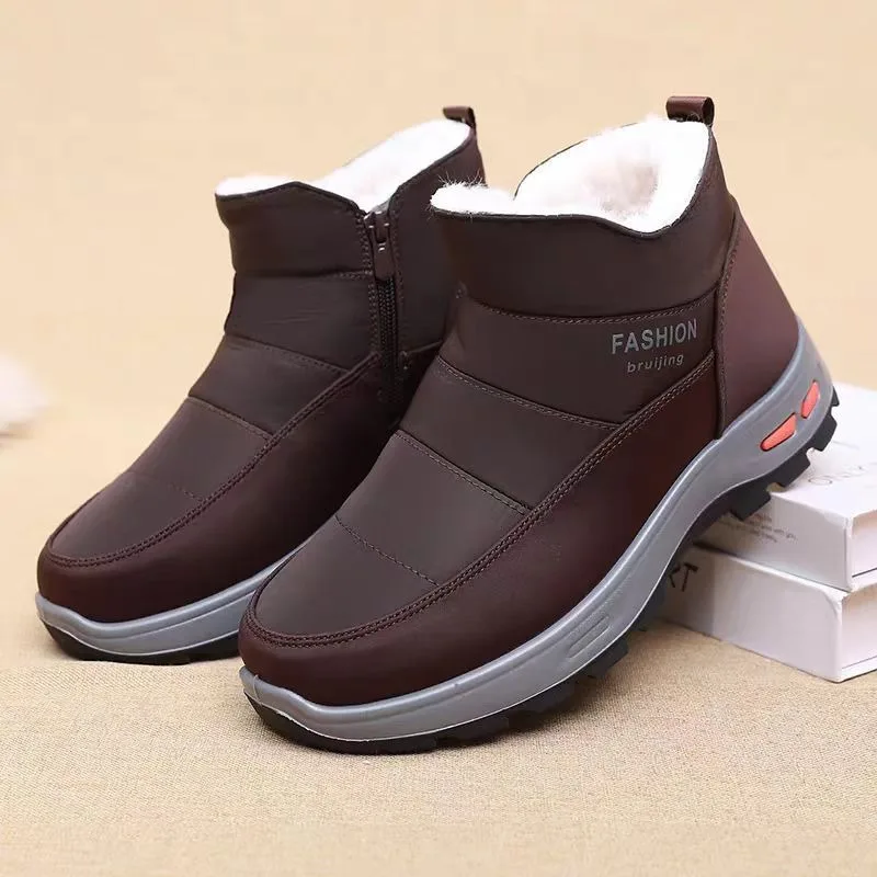 Winter Men's Boots Thickened Plush Warm Cotton Shoes Outdoor Non-slip Snow Boots Classic Slip-On Ankle Booties Botas Para Hombre