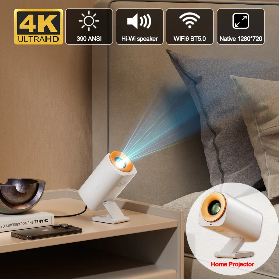 

Smart Mini Portable Projector WiFi6 2K 4K Full HD Movie Gaming V16 Pro Video Home Theater WiFi Android11 Beam Projector PK HY300