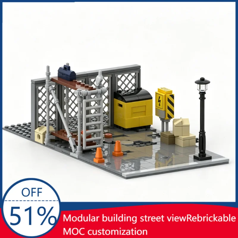 

197PCS MOC Modular City Back Alley V2 Urban Street Diorama Scene With Dumpster And Fence Custom Building Blocks DIY Assembly Toy